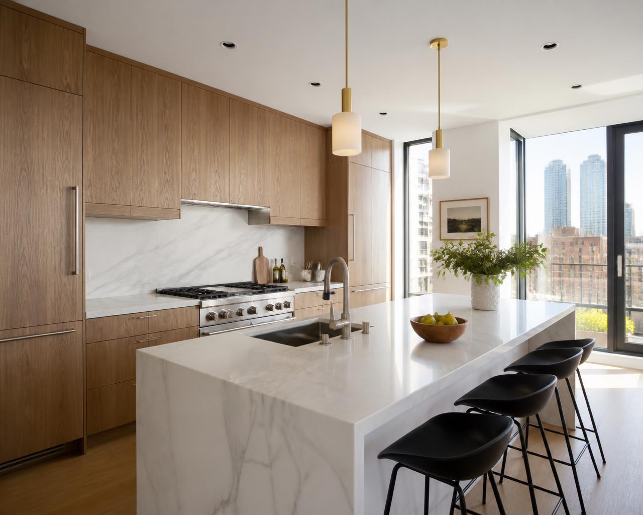 Spotless kitchen in a modern New York condo